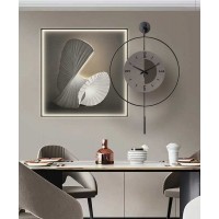 Black Frame 60*60 Cm New Collection Crytsall Porsalein Painting With Led Light And Clock 50*50 Cm 